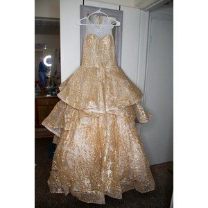 Gold Dress- Prom, Pageant, Quinceanera, Formal
